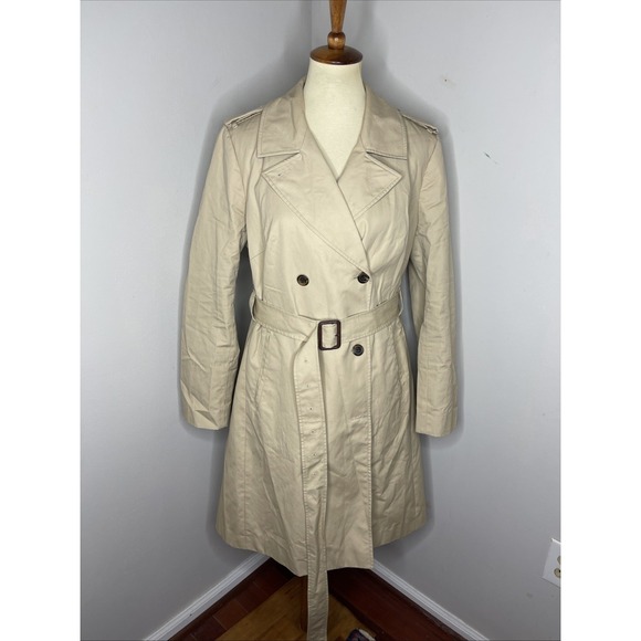 Womens J. Crew Icon Kakhi‎ Midi Trench Coat Sz 16